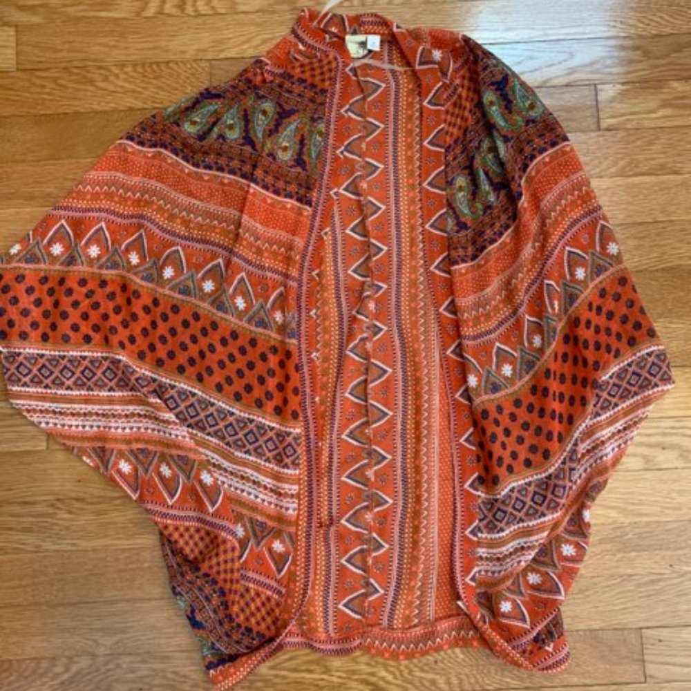Women's Orange Boho Kimono
